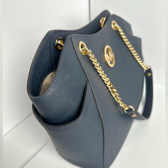 MICHAEL KORS LG CHAIN
SHOULDER TOTE BLUE + WALLET - Picture 5 of 16